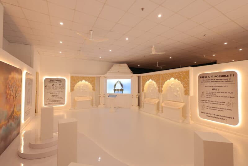 Soundscape and interactive audio gallery with illuminated spiritual displays